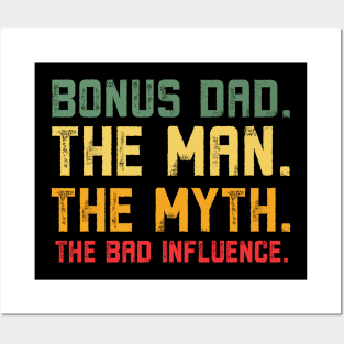 Bonus Dad The Man Myth Bad Influence Retro Gift Christmas Posters and Art